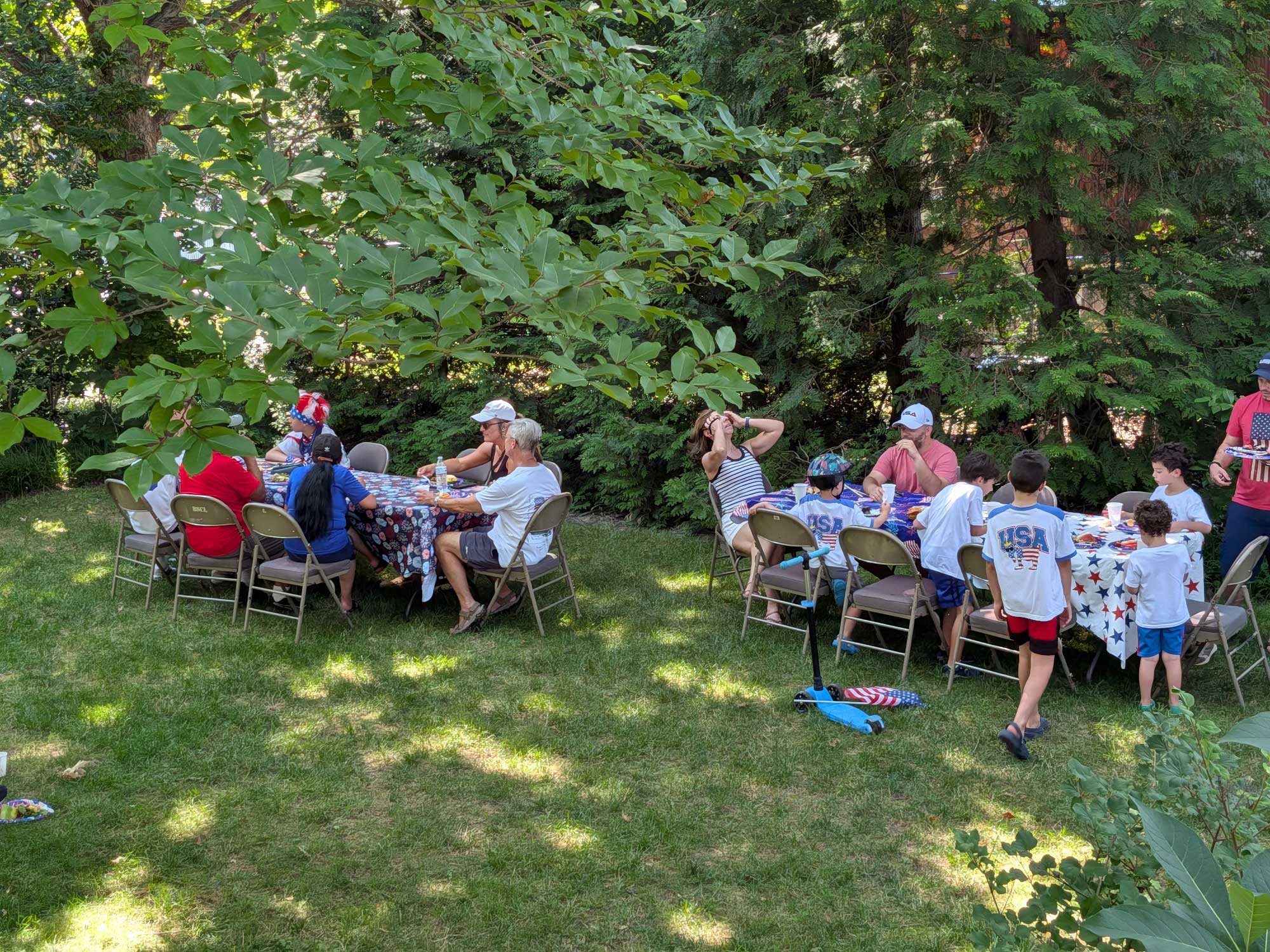 Backyard picnic tables