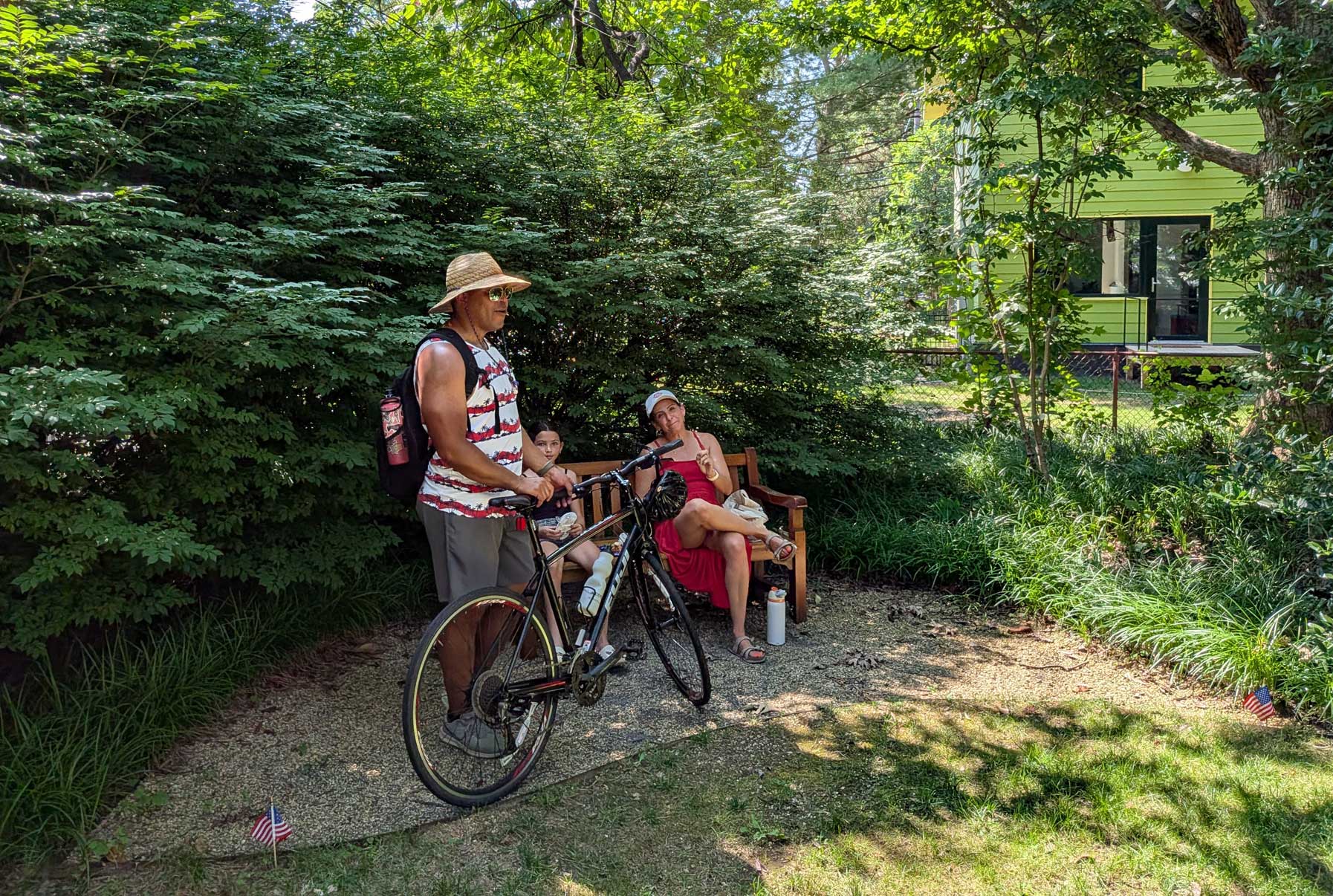 Picnicers using the bench